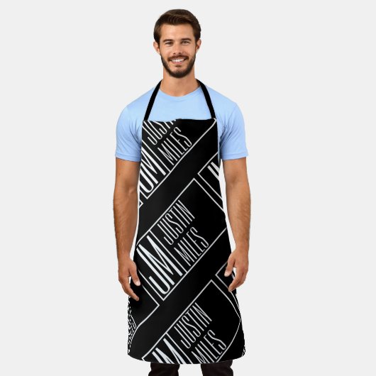 Tablier Initiales modernes avec nom Monogram Motif (Porté)