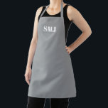 Tablier Initiales monogrammes modernes gris blanc personna<br><div class="desc">Paraphes monogramme personnalisées modernes gris blanc Apron. lettres blanches, gris arrière - plan. vous pouvez choisir votre couleur de sangle. grand cadeau pour maman, amis et vous-même! Design moderne, minimaliste, simple et élégant. Idéal pour cuisiniers, chefs, poteries, céramiques, artisanat, travail, cuisine, boulangerie, barbecue, grill, mais aussi pour les entreprises et...</div>
