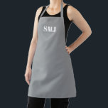 Tablier Initiales monogrammes modernes gris blanc personna<br><div class="desc">Paraphes monogramme personnalisées modernes gris blanc Apron. lettres blanches, gris arrière - plan. vous pouvez choisir votre couleur de sangle. grand cadeau pour maman, amis et vous-même! Design moderne, minimaliste, simple et élégant. Idéal pour cuisiniers, chefs, poteries, céramiques, artisanat, travail, cuisine, boulangerie, barbecue, grill, mais aussi pour les entreprises et...</div>