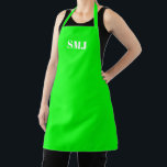Tablier Initiales monogrammes modernes vert néon blanc per<br><div class="desc">Paraphes monogramme personnalisées modernes néon vert blanc Apron. Lettres blanches, arrière - plan vert néon. vous pouvez choisir la couleur de votre sangle grand cadeau pour maman, papa, amis et vous-même! Design moderne, minimaliste, simple et élégant. Idéal pour cuisiniers, chefs, poteries, céramiques, artisanat, travail, cuisine, boulangerie, barbecue, grill, mais aussi...</div>