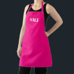 Tablier Initiales monogrammes personnalisées fuchsia rose<br><div class="desc">Personnalisé monogramme personnalisé initiales chaud rose fuchsia solide plaine moderne Apron. Texte blanc personnalisable, rose chaud, arrière - plan couleur uni fuchsia. vous pouvez également choisir votre couleur de sangle. Unisex. grand cadeau pour maman, papa, amis et toi-même! Design moderne, minimaliste, simple et élégant. Si vous avez des questions concernant...</div>