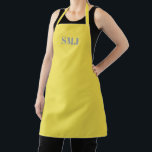 Tablier Initiales monogrammes personnalisées modernes gris<br><div class="desc">Paraphes monogramme personnalisées modernes gris jaune Apron. lettres grises, éclairant arrière - plan jaune. vous pouvez choisir votre couleur de sangle. grand cadeau pour maman, amis et vous-même! Design moderne, minimaliste, simple et élégant. Idéal pour cuisiniers, chefs, poteries, céramiques, artisanat, travail, cuisine, boulangerie, barbecue, grill, mais aussi pour les entreprises...</div>