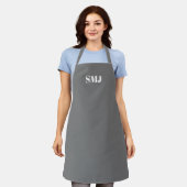 Tablier Initiales monogrammes personnalisées modernes gris (Porté)