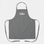 Tablier Initiales monogrammes personnalisées modernes gris (Recto)
