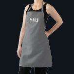 Tablier Initiales monogrammes personnalisées modernes gris<br><div class="desc">Paraphes monogramme personnalisées modernes gris blanc Apron. lettres blanches, gris arrière - plan. vous pouvez choisir votre couleur de sangle. grand cadeau pour maman, amis et vous-même! Design moderne, minimaliste, simple et élégant. Idéal pour cuisiniers, chefs, poteries, céramiques, artisanat, travail, cuisine, boulangerie, barbecue, grill, mais aussi pour les entreprises et...</div>