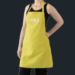 Tablier Initiales monogrammes personnalisées modernes jaun<br><div class="desc">Paraphes monogramme personnalisées modernes soleil jaune blanc Apron. lettres blanches, illuminant jaune arrière - plan. vous pouvez choisir la couleur de votre sangle. grand cadeau pour maman, amis et vous-même! Design moderne, minimaliste, simple et élégant. Idéal pour cuisiniers, chefs, poteries, céramiques, artisanat, travail, cuisine, boulangerie, barbecue, grill, mais aussi pour...</div>