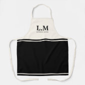 Tablier Initiales Noms Monogramme Noir Élégant (Recto)