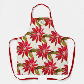 Tablier Initiales rouge vert de Noël classique Poinsettia (Recto)