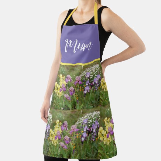 Tablier Iris Floral Purple Jardin Floral Motif Apron (Insitu)