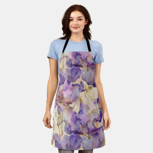 Tablier Iris Floral Romance Mariage Violet Or