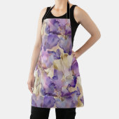 Tablier Iris Floral Romance Mariage Violet Or (Insitu)