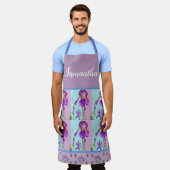Tablier Iris Floral Shabby Chic Purple Aqua Lavender Apron (Porté)
