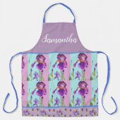 Tablier Iris Floral Shabby Chic Purple Aqua Lavender Apron (Recto)