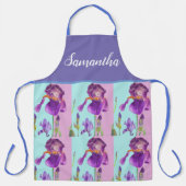 Tablier Iris Floral Shabby Chic Purple Aqua Turquoise (Recto)