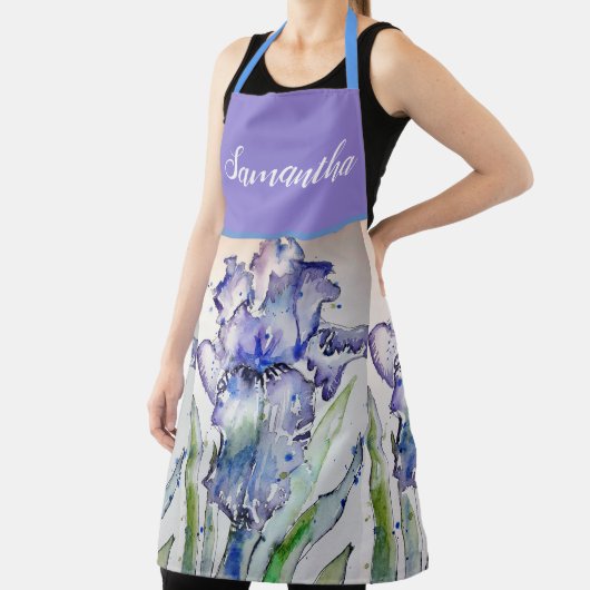 Tablier Iris Floral Shabby Chic Purple Lavender Apron (Insitu)