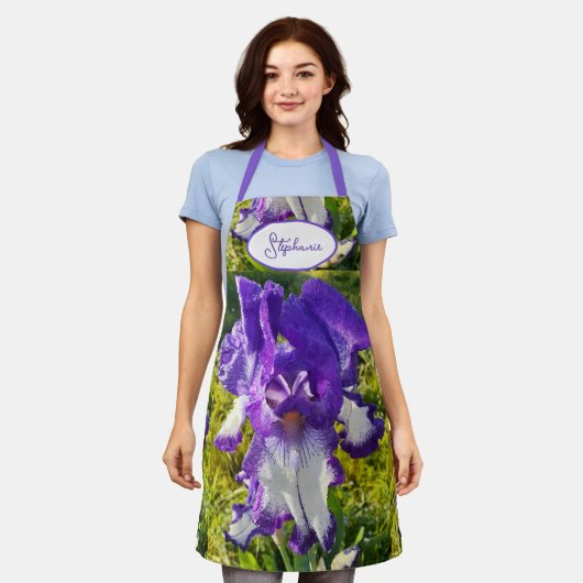 Tablier Iris iris fleurs fleuris Cottage Jardin Anniversai (Porté)