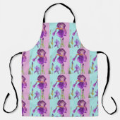 Tablier Iris Watercolor Purple Floral Kitchen Apron (Recto)