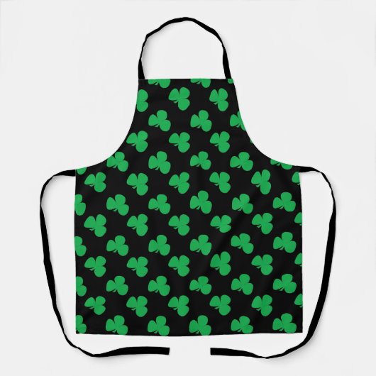 Tablier Irish Clover St. Patrick's Day vert vif noir (Recto)