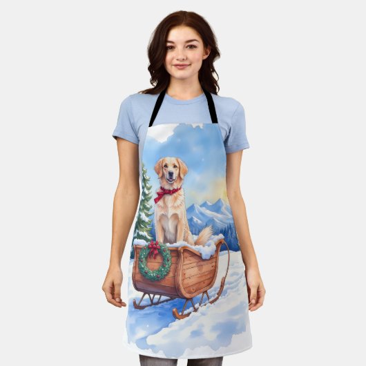 Tablier Irish Setter Enjoying Christmas Sleigh Ride Winter (Porté)