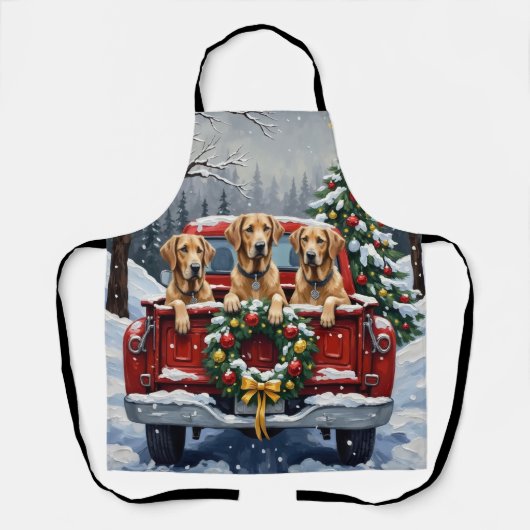 Tablier Irish Wolfhound Christmas Red Truck Holiday Gift (Recto)