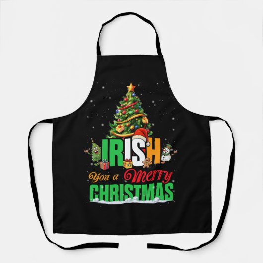 Tablier Irish You A Joyeux Noël Père Noël Drapeau Irlandai (Recto)
