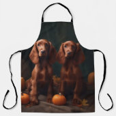 Tablier Irlandais Red Setter Chiot Automne Citrouille de p (Recto)