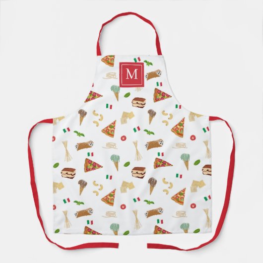 Tablier Italian Food Pizza Pasta Tiramisu Monogrammed (Recto)