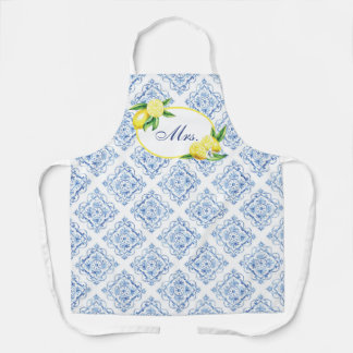 Tablier Italien Positano Toscane Carrelage bleu citron Mme