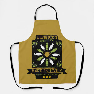 Tablier Italien Sardine Art Print Kitchen Cadeau