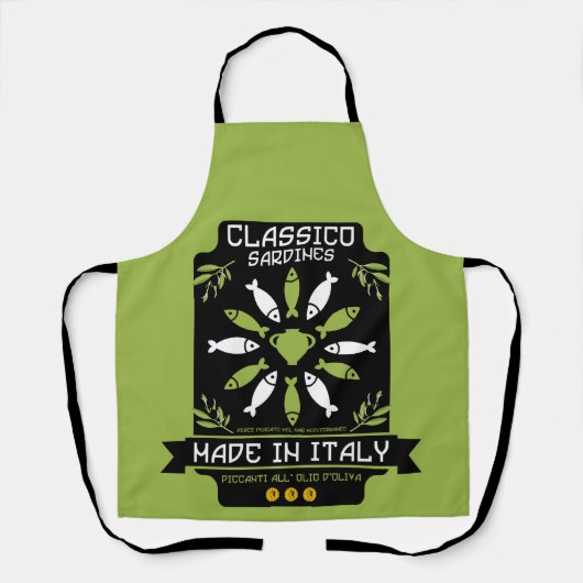 Tablier Italien Sardine Art Print Kitchen Cadeau (Recto)