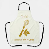 Tablier Ivory avec Dark Gold Whisk et Herb Design (Recto)