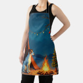 Tablier Jack Russell Christmas Camping Night Painting (Insitu)