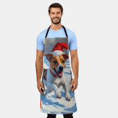 Tablier Jack Russell Courir en neige avec Casquette de Noë (Porté)