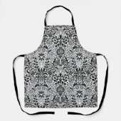 Tablier Jacobean Floral Damask, noir, blanc et gris (Recto)