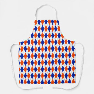 Tablier Jacquard orange et bleu diamant