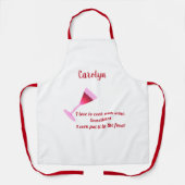 Tablier J'adore cuisiner avec du vin. Verre de vin. Votre  (Recto)