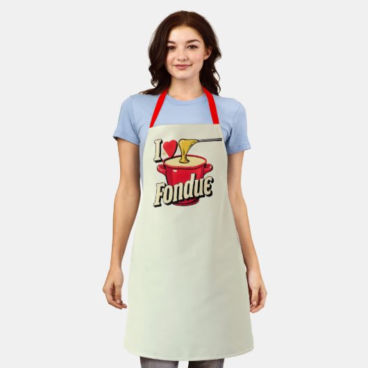 Tablier J'adore fondue -typographie (Porté)