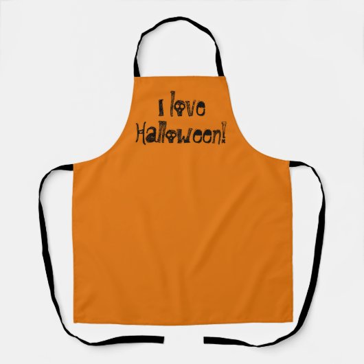 Tablier J'adore Halloween Éffrayant Orange Apron (Recto)