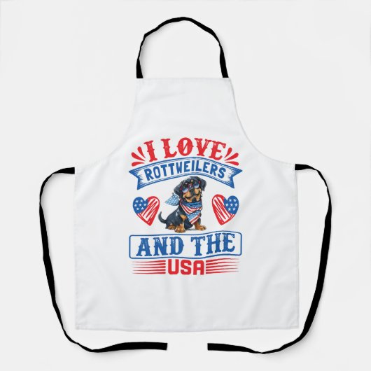 Tablier J'adore les Rottweilers et les États-Unis (Recto)