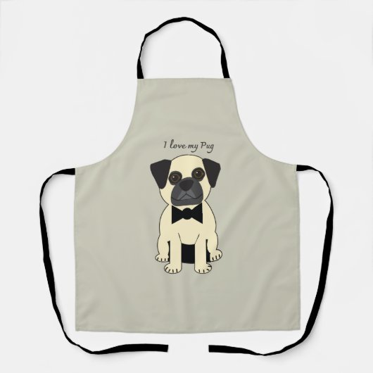 Tablier J'adore mon Pug (Recto)