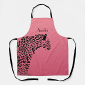 Tablier Jaguar noir et rose personnalisé (Recto)