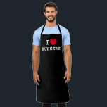 Tablier J'ai des hamburgers cardiaques | Amoureux de viand<br><div class="desc">J'ai des hamburgers cardiaques | Amoureux de viande,  tablier barbecue amusant. Personnalisable J'aime le design modèle. Tabliers barbecue de toute couleur. Idée de cadeau amusant pour amis,  famille,  chef,  cuisinier,  papa,  travailleur de camion alimentaire,  grillmaster,  grand-père,  oncle etc. Tabliers de cuisine couleur noirs ou personnalisés.</div>
