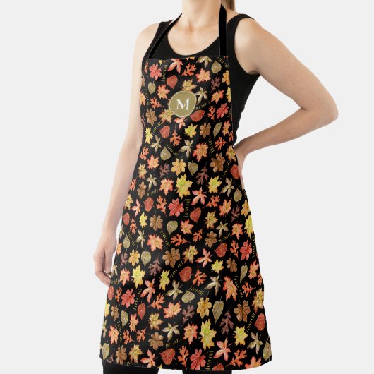 Tablier J'aime automne feuilles motif monogrammed (Insitu)