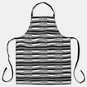 Tablier J'aime le design rayé de couleur noir blanc et gri