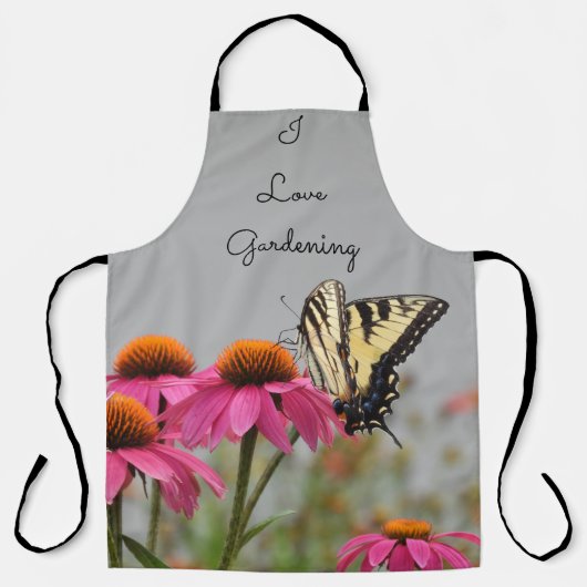 Tablier J'aime le jardinage - floral et papillon (Recto)