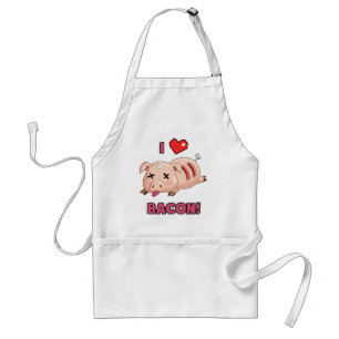 Tablier J'aime le lard avec le porc drôle mignon et le