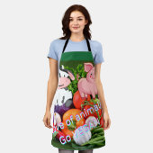 Tablier J'aime les animaux Go vegan mens Apron (Porté)