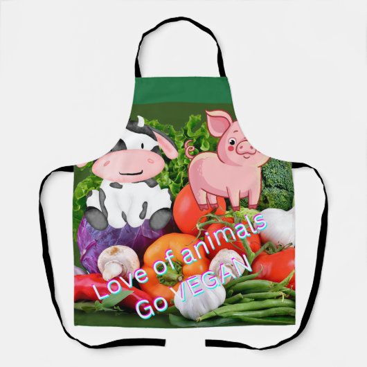 Tablier J'aime les animaux Go vegan mens Apron (Recto)