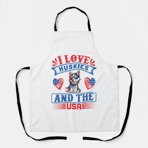 Tablier J'aime les Huskis sibériens et les USA