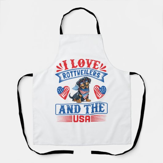 Tablier J'aime les Rottweilers et les États-Unis (Recto)